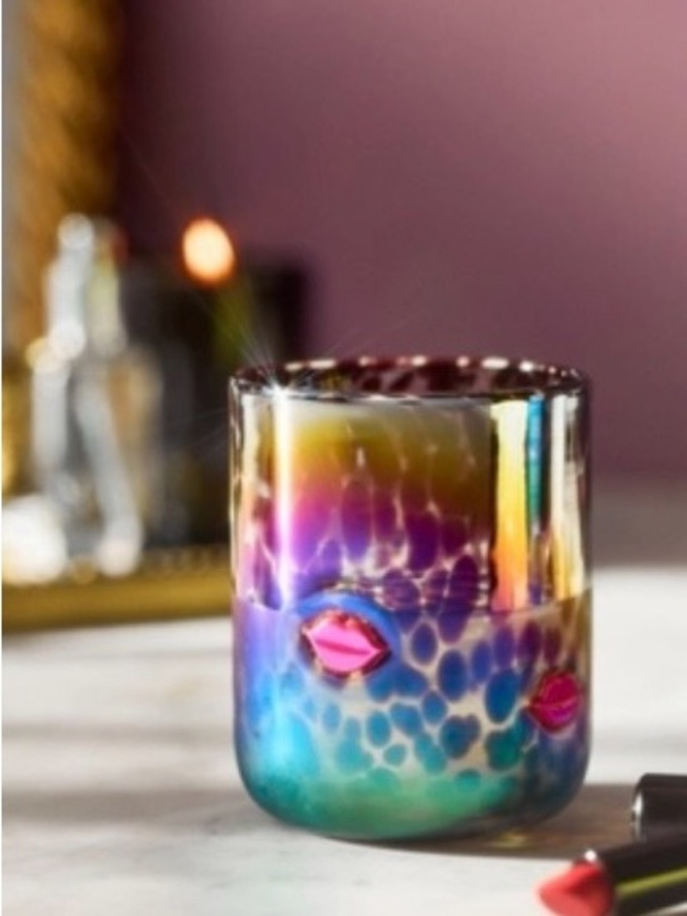 Anthropologie Marquee Icon Juice Glass Red Lips New in Box